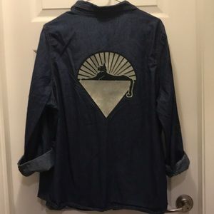 Upcycled denim shirt with JGB patch.  OOAK